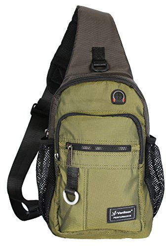 Vanlison Schulterrucksack Sling Rucksack Sling Bag Umhängetasche Daypack Crossbag mit Verstellbarem Schultergurt Mann Frauen Tasche Armee Grün