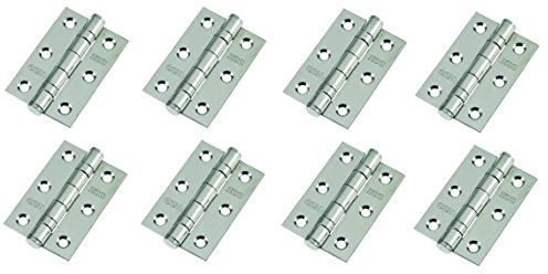 4 pairs of Door Hinge 3 75mm Ball Bearing Hinges Polished Chrome Suit Internal Doors Pair (4)