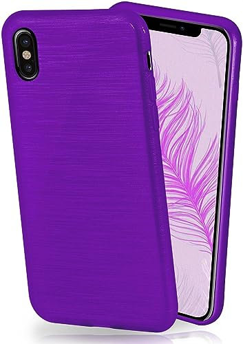 moex Cover in Silicone Compatibile con Apple iPhone X/iPhone XS | Effetto Alluminio Spazzolato, Lilla