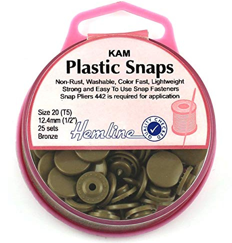 KAM Plastic Snaps: 25 x 12.4mm Sets: Bronze