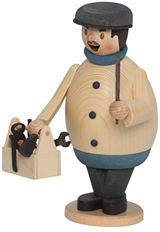 Drechslerei Kuhnert - Rauchmann/Räucherfigur aus Holz - Max als Klempner - 16cm Höhe - Made in Germany