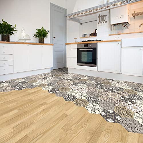 Adesivo per pavimenti in piastrelle di cemento azulejos con laminato protettivo in plastica| Adesivi per piastrelle esagonali pavimento resistente all'acqua - Piastrelle adesive per pavimenti - 20 x