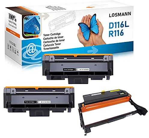 LOSMANN 2X Toner-Kartusche & 1x Trommel Kompatibel für Samsung MLT-D116L MLT-R116 für SL Xpress M2620D M2620ND M2625D M2625F M2625FN M2625N M2626 M2675F M2675FN M2676 M2820D M2820DW M2820ND M2825DW