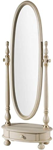 Casa Padrino Luxus Barock Standspiegel Elfenbeinfarben/Gold 62 x 37 x H. 169 cm - Ovaler Schlafzimmer Spiegel mit Schublade - Luxus Qualität - Made in Italy