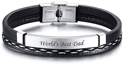 PJ JEWELLERY I Love You Mom -Edelstahl Geflochtenes Leder ID Manschette Armbänder, My Mom Armband Graviertes ID Armband Beste Mutter für Mutter zum Geburtstag, Muttertag