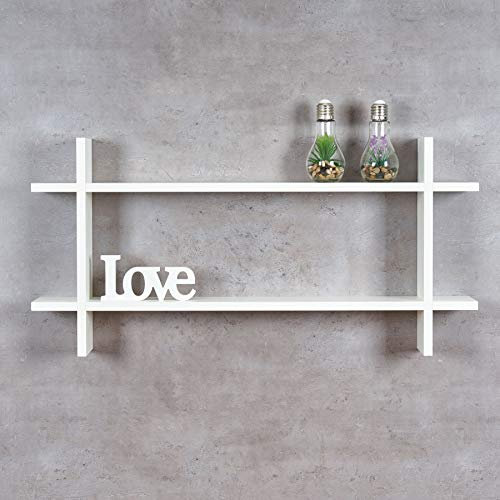 levandeo Regal BxH 98x48cm Holz Steckregal Weiß Wandregal Bücherregal Ablage Deko Holzregal Einrichtung