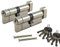 SecEuro Euro PVC Door Lock / Thumb Turn with 5 Keys Anti Drill Pick Bump Snap#Nickel~30/30~2 Locks (10 Matching Keys)