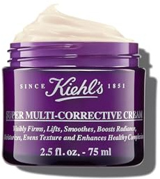 Kiehl's Super Multi-Corrective Cream, Anti-Aging Wrinkle Reducing Face and Neck Cream, Evens Skin Tone, Smooths Skin Texture, Fast-Absorbing and Lightweight, All Skin Types, Paraben-free - 2.5 fl oz