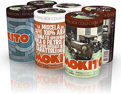 Caffè Macinato 8 X 250g di caffè 100% Arabica (2kg) - Medaglia d'oro all'International Coffee Tasting - Lattine Moka Collection Miscela 100% Arabica, salvafreschezza da collezione | Mokito