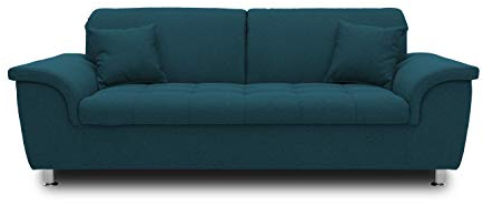DOMO. collection Sofa Franzi, 2, 5-Sitzer Couch, 2, 5er Garnitur mit Nackenfunktion, Polstergarnitur 210 x 105 x 81 cm (BxTxH), türkis (blau)