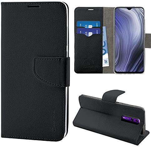 N NEWTOP Cover Compatibile con Oppo Reno Z, HQ Lateral Custodia Libro Flip Chiusura Magnetica Portafoglio Simil Pelle Stand (Nero)
