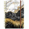 HUAMXE Spiral-Notizbuch, Marmor Hardcover Liniertes Tagebuch für Frauen, 14,5 x 21,3 cm, 160 Seiten dickes Papier, ästhetisches College liniertes Notizbuch für Journaling Schreiben Arbeit, Schwarz