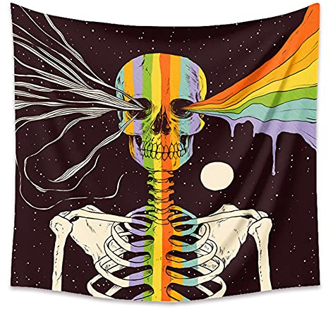 Lichi Skelett-Wandteppich, Wandkunst, Wanddekoration, Wohnheim, Wanddekoration für Wohnzimmer, Schlafzimmer, Totenkopf-Wandteppich, 100 x 150 cm