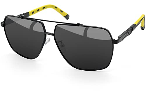 Joopin Gafas de Sol Hombre Polarizadas Lentes Negras Oscuras Cuadradas Hexagonales Marco de Metal Protección UV400 Sunglasses Men Oculos de Sol Homem
