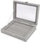 Samt Schmuckkasten Schmuck Organizer für Ringohrring Halskette Schmuck Display Box Aufbewahrungsbox Schmuck Vitrine mit Deckel für Frauen Mädchen Grey