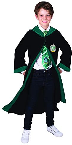 RUBIE'S Harry Potter Officiel Robe Serpentard Déguisement Enfant, 7-10 ans, Costume Robe Noire à Capuche - Pour Halloween, Carnaval - Idée Cadeau de Noël