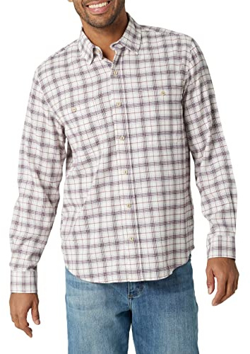 Wrangler Authentics Cloud Flannel Woven Shirt Camicia Button-Down, Viola Potente, M Uomo