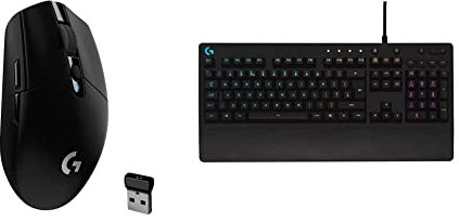 Logitech G305 LIGHTSPEED Wireless Gaming Mouse, Black & G213 Prodigy Gaming Keyboard, LIGHTSYNC RGB Backlit Keys, Dedicated Multi-Media Keys, QWERTY UK Layout - Black