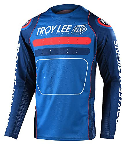 Troy Lee Designs Sprint Drop In Fahrrad Jersey (Dark Blue/Light Blue/Red,XXL)
