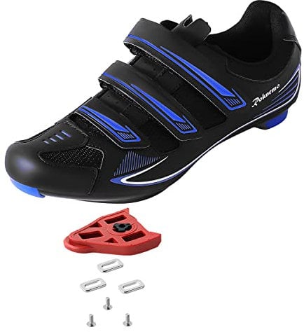 Unisex-Fahrradschuhe, Größe 14, Peloton-kompatibel, Herren-Spin-Schuhe mit Delta-Stollen, Indoor-Rennräder, SPD-Clips, Schwarz/Blau, 15.5 Women/14 Men