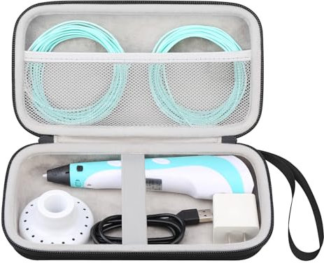 Elonbo 3D Pen Carrying Case for SCRIB3D P1 3D Printing Pen with Display, Extra Mesh Pocket Fits PLA Filament, Stencil Book, Project Guide and Charger, Black (Case Only! SCRIB3D P1 Not Included)