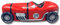 MediMuc Rennauto Nr. 09 rot mit drehbaren Rädern - Aufbewahrungsdose, Keksdose, Blechdose - lebensmittelecht - Vol. 1,0l - Maße: (Länge x Breite x Höhe): 28,0 x 10,5 x 12,0cm