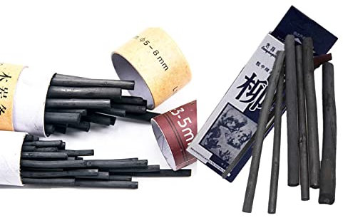 JinYu 56 Pcs Vine Charcoal, Soft, Black Charcoal Sticks for Drawing, Sketching, and Fine Art, Willow Sketch Charcoal Pencils for Drawing -3 Box 3-5mm 5-8mm 3-8mm