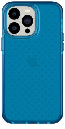 tech21 iPhone 14 Pro Max Evo Check – Shock-Absorbing & Slim Protective Phone Case with 16ft FlexShock Multi-Drop Protection & Extra Buttons Classic Blue