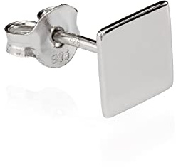 NKlaus Ohrstecker einzeln, Platte, 925 Silber, rhodiniert, 3–7mm, 1 Stück | Klein, glänzend und anlaufgeschützt