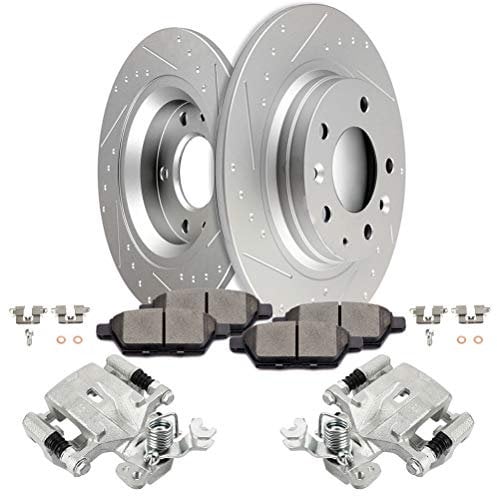 SCITOO Rear Brake Calipers With Bracket & Brake Pads and Rotors Fit For Ford For Fusion 2006-2009 For Lincoln MKZ 2007-2009 For Mazda 6 2006-2012 For Mercury Milan 2006-2010