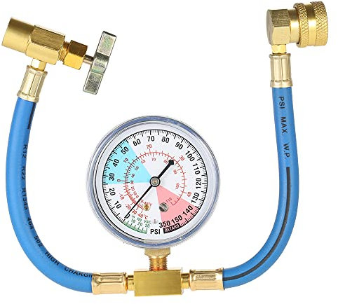 HUIOP AC R134A Coche Auto Aire Acondicionado refrigerante Recarga medición Manguera Calibre Kit 1/2