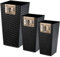 KADAX Set di 3 vasi alti per piante, Nero Rattan, H 57,5/68 / 75,5 cm – vaso da giardino resistente, fioriera decorativa per piante