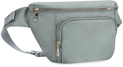 Bauchtasche für Damen und Herren, Stylische Hüfttasche mit 4 Reißverschlusstaschen und Verstellbarem Gurt, Ideal für Reisen und Wandern, Grau (Patent Angemeldet)