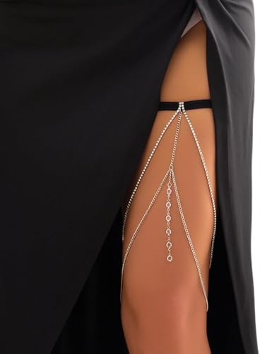 JUSTUSNX Sexy Bikini Bein Kette Layered Kristall Oberschenkel Kette Körper Kette Sommer Strand Bein Kette Schmuck Zubehör für Frauen und Mädchen (B)