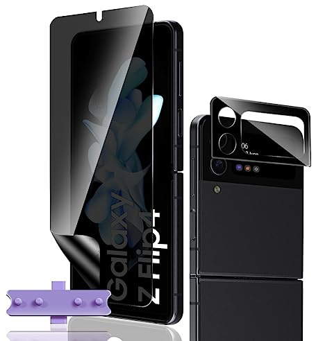 Phlleyaa Pellicola Protettiva per Samsung Galaxy Z Flip 4 Pellicola,1 Pezzi TPU Privacy Pellicola Protettiva e 1 Pezzi Galaxy Z Flip 4 Vetro Fotocamera,Installazione Facile Anti Graffio Anti-Spycon