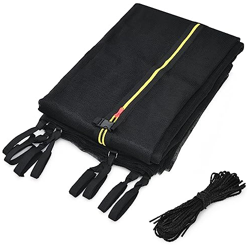 KAYBTNT Trampolin Netz für Gartentrampoline, Trampolin Ersatznetz Sicherheitsnetz mit Reißverschluss und Schnallen, Trampolinnetz für Durchmesser 183/244/305/366/427/457/488 cm,305cm / 6 Poles