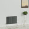 WarmeHaus Radiateur horizontal 600 x 884 mm à panneau plat colonne design anthracite double radiateurs chauffage central pour salle de bain, chambre à coucher, cuisine, couloir, salon