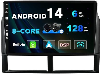 SXAUTO Android 14-6G+128G - Autoradio für Jeep Grand Cherokee WJ (1998-2004) - Wireless CarPlay Android Auto - Kamera + MIC - DAB Lenkradsteuerung Dual-Band WiFi Fast-Boot 360-Cam - 2 Din 9 Zoll