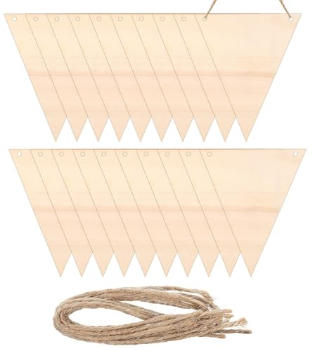 sourcing map Lot de 20 panneaux en bois à suspendre avec corde, étiquette en bois en forme de triangle 11,9 x 10,2 cm pour projets de bricolage, Noël, décoration artisanale