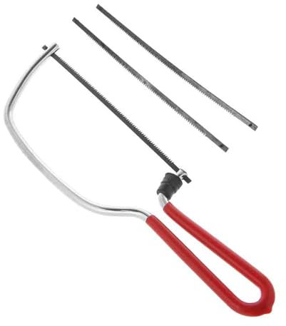 Junior Bügelsäge, Handsäge mit rutschfestem Gummigriff, 2 Stück 150 mm Sägeblätter, geeignet für Metall, Kunststoff, Holz