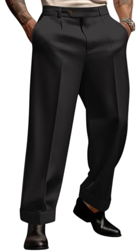 Oanviso Pantalon de Costume pour Homme Business Formelle Pants avec Plis et Poches Couleur Unie Pant de Régulier Ajustement à Utiliser au Bureau, au Commis de Magasin