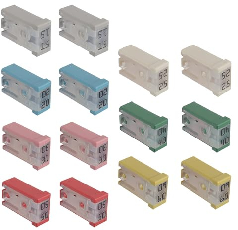 EPLZON 15A 20A 30A 40A 50A 60A 32v mini coche ranurado tipo mcase kit de fusibles de caja (un paquete de 14 piezas)