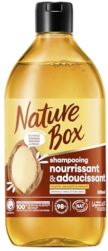 Nature Box Shampoo für den täglichen Gebrauch, trockenes bis sehr trockenes Haar, veganes Shampoo mit kaltgepresstem Arganöl, nährt, weich und weich, 98% natürliche Inhaltsstoffe – 385 ml