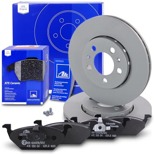 ATE Bremsenset Vorderachse inkl. Bremsscheiben vorne Ø 256 mm belüftet und Ceramic Bremsbeläge vorne Kompatibel mit AUDI A1, A3, SEAT IBIZA, LEON, SKODA FABIA, OCTAVIA, ROOMSTER, VW BORA, GOLF, POLO
