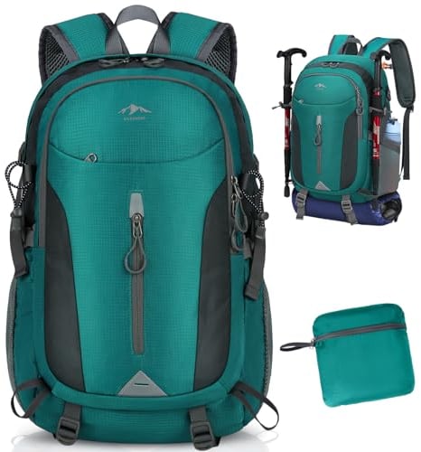 RAINSMORE Wanderrucksack Herren Damen 40L Wasserdichter Rucksack Leichter Faltbarer Reiserucksack Groß Trekkingrucksack Sportrucksack mit Reflexstreifen Für Campingplätze Radfahren Bergsteigen Reisen