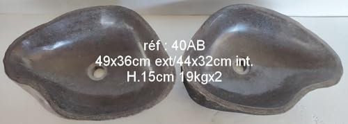 Double vasque lavabo en pierre naturelle DUO réf 40AB