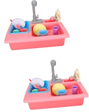 UPKOCH 2 Piezas fingir lavaplatos de Juguete lavavajillas de Juguete Fregadero de Juguete Juguetes para niñas Juguetes Infantiles Juguete para lavavajillas para niños Chica Pretender Rojo