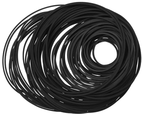 LT Easiyl 240PCS 1MM Cinghie in Gomma per registratore Diametro 26-120mm Lunghezza piegata 35-190mm Mix Cassette Tape Machine Belt per Dvd CD LD VCR Ripetitore unità Nero