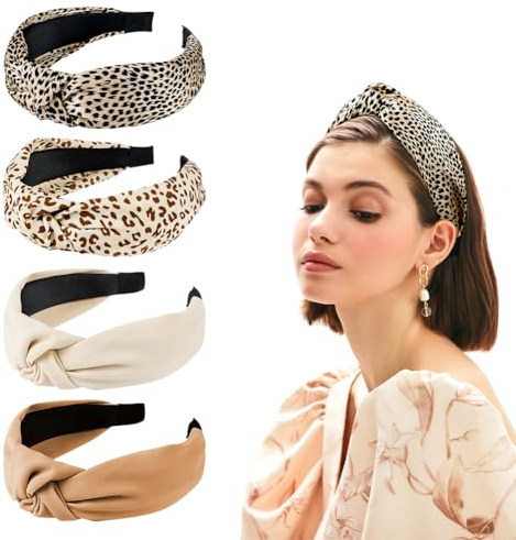 LOPHE 4 Stück Stirnbänder für Damen, Haarreifen Damen, Rutschfest, Modisch, Vintage Haarband, Haarreifen Breit Stirnband für Damen und Mädchen (B)