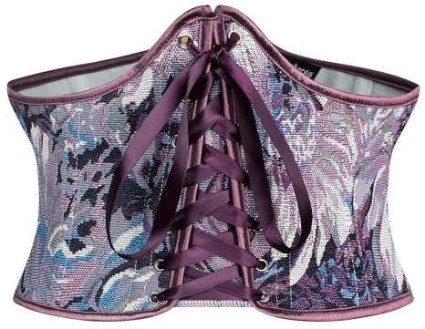 Scarlet Darkness Ceinture corset pour femme Renaissance à lacets Motif floral Taille large, Motif floral violet., 12